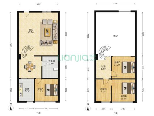 新华公寓 3室1厅1卫 88平方