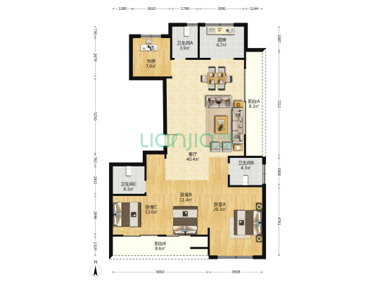 澜沁臻品府北区 4室1厅3卫 160平方