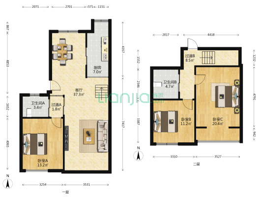 一品庭园 3室1厅2卫 82平方