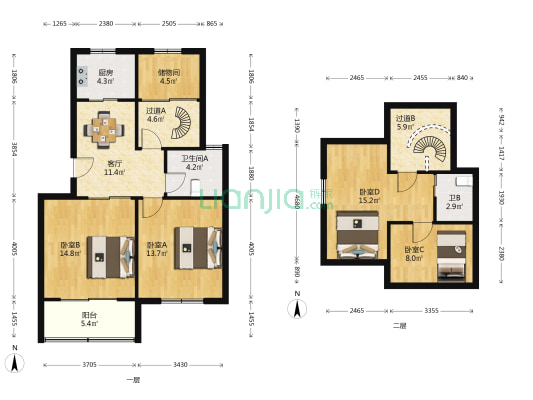 长胜小区 4室1厅2卫 77平方