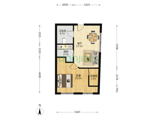 中环永新国际广场 1室1厅1卫 70平方