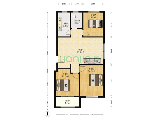 弥河玉城馨苑 3室1厅1卫 109平方