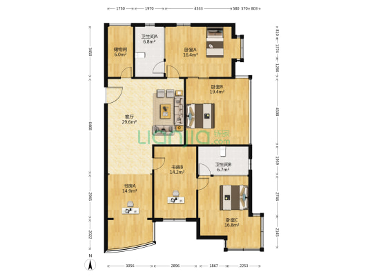 晶华名园 5室1厅2卫 171平方