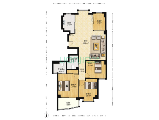 金會昌家園 4室1厅2卫 131平方