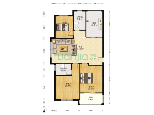 御景华庭 3室1厅2卫 116平方