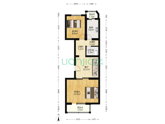 革新里24号院 2室1厅1卫 72平方