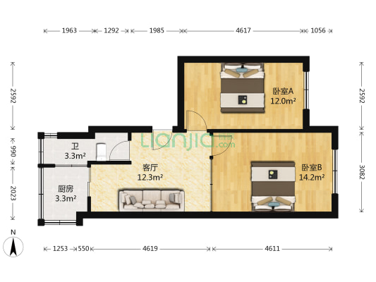 阳光路 2室1厅1卫 56平方