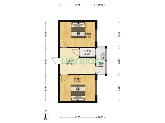 测绘院家属院南小区 2室1厅1卫 54平方