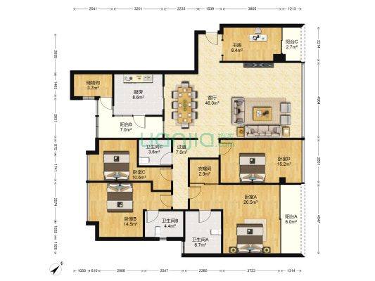 新世界凯粤湾 5室1厅3卫 208平方