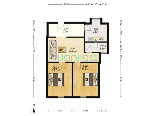 供电局家属院 2室1厅1卫 79平方