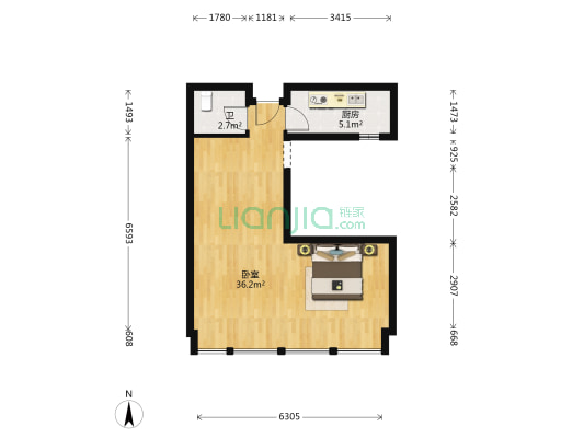 百悦华府 1室0厅1卫 75平方