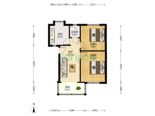 上坊路 2室1厅1卫 58平方