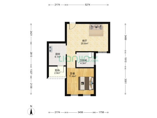 香溢湾 1室1厅1卫 58平方