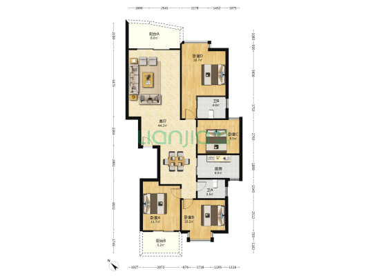 瑞祥大厦 4室1厅2卫 146平方