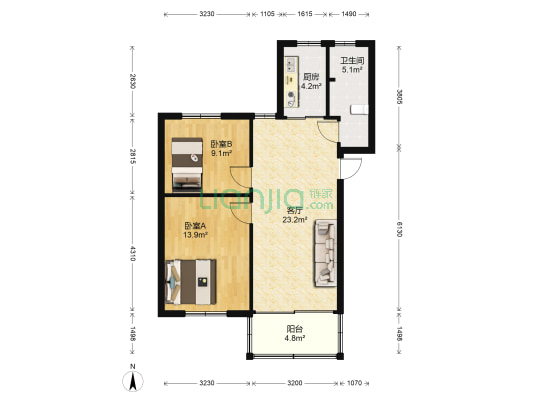 颜港三弄30号小区 2室1厅1卫 73平方