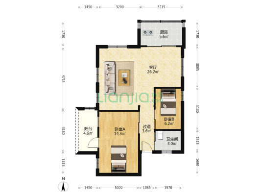 大桥新村 2室1厅1卫 73平方