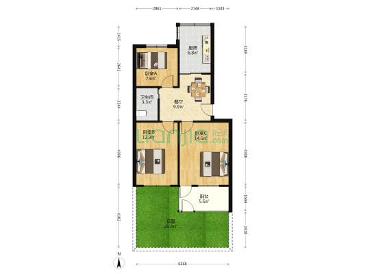 南大街小区 3室1厅1卫 74平方