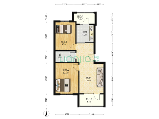一汽9街区 2室1厅1卫 76平方
