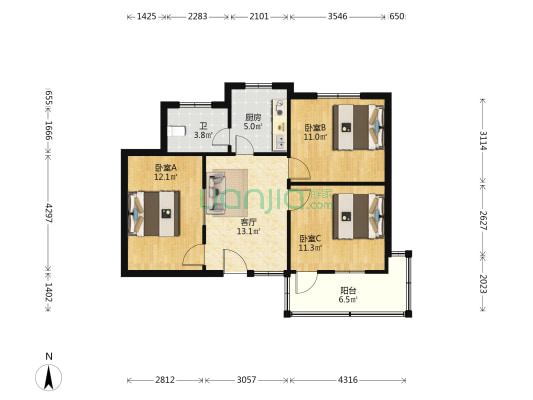 潮州城小区 3室1厅1卫 78平方