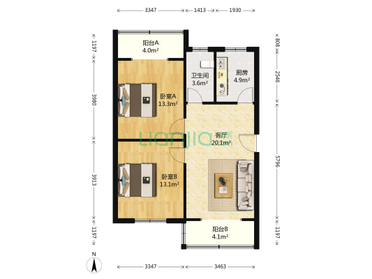 西沁苑 2室1厅1卫 70平方