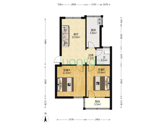 卫生路8号 2室1厅1卫 64平方