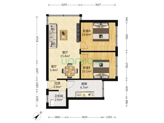 尖山路4号 2室2厅1卫 60平方