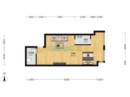 尚峰汇 1室0厅1卫 67平方