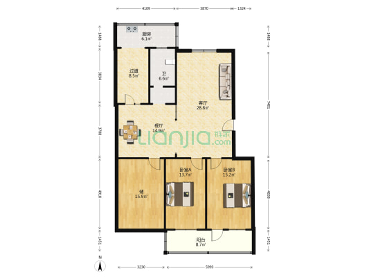 河南省商务厅家属院 2室2厅1卫 133平方