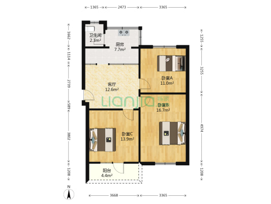 解放路一段170号 3室1厅1卫 72平方