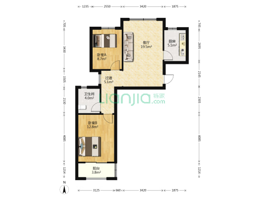 金泉花园三区 2室1厅1卫 83平方
