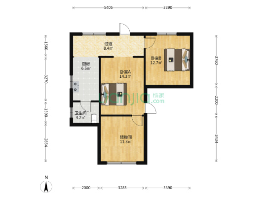 市一建宿舍 2室0厅1卫 60平方