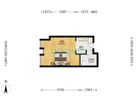 北辰光谷里 1室0厅1卫 51平方