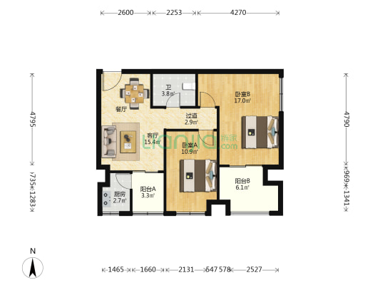 世纪金源商务中心 2室1厅1卫 92平方
