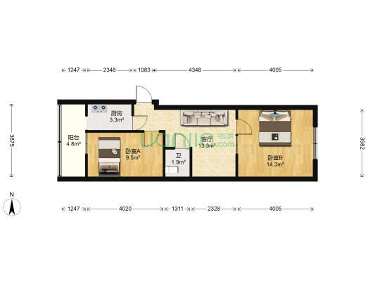 教师村 2室1厅1卫 60平方