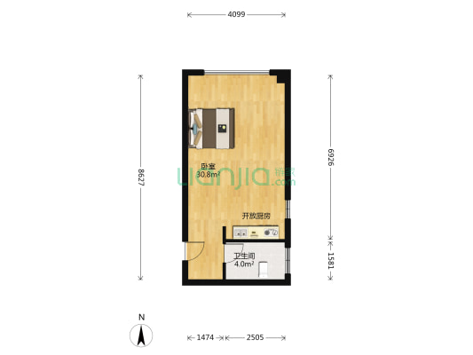金鸟家园 1室0厅1卫 50平方
