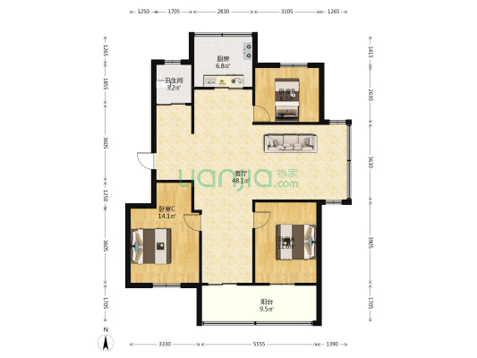 舒欣苑 3室1厅1卫 117平方
