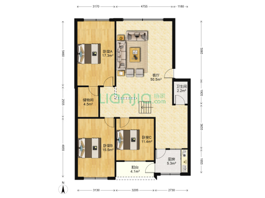 人民广场29号 3室1厅1卫 138平方