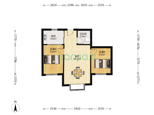 翰林书香苑二期 2室1厅1卫 70平方