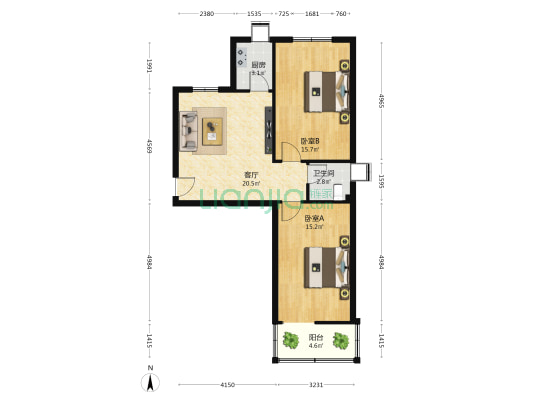 前三眼桥96号 2室1厅1卫 73平方