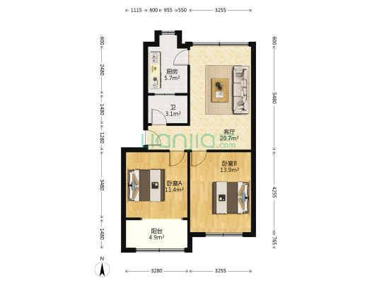 仁义巷 2室1厅1卫 67平方