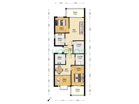 华狮国际公寓 3室2厅2卫 120平方