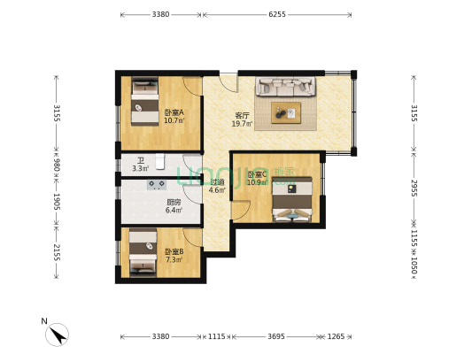 福寿街 3室1厅1卫 76平方