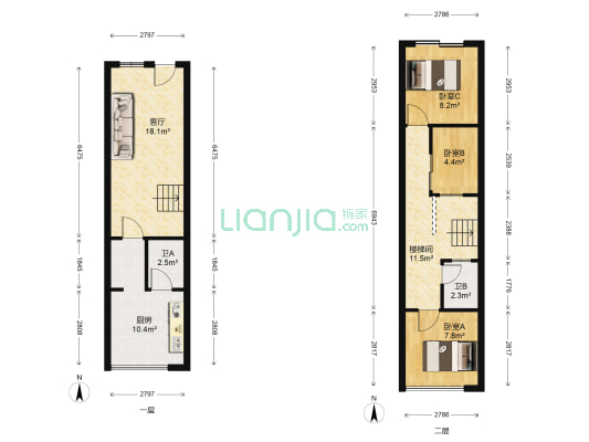 光谷新城 3室1厅2卫 45平方