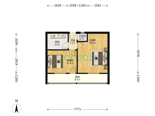 华光路南七巷 2室0厅1卫 60平方
