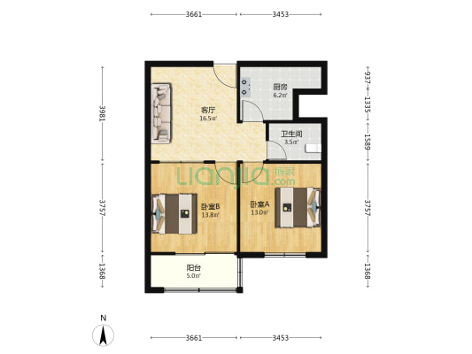 钨钼厂宿舍 2室1厅1卫 70平方