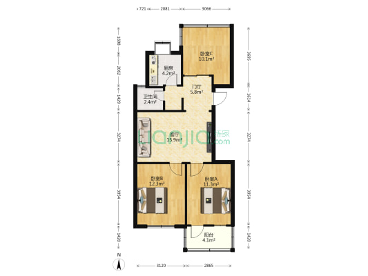 钟亭小区 3室1厅1卫 65平方