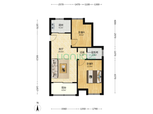 七里塘花园 2室1厅1卫 75平方