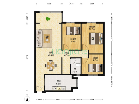 崇文小区 2室1厅1卫 101平方