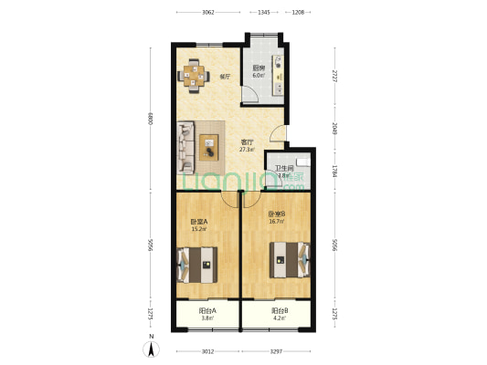 西景佳苑 2室1厅1卫 94平方