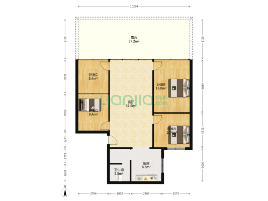 通达二期 4室1厅1卫 126平方
